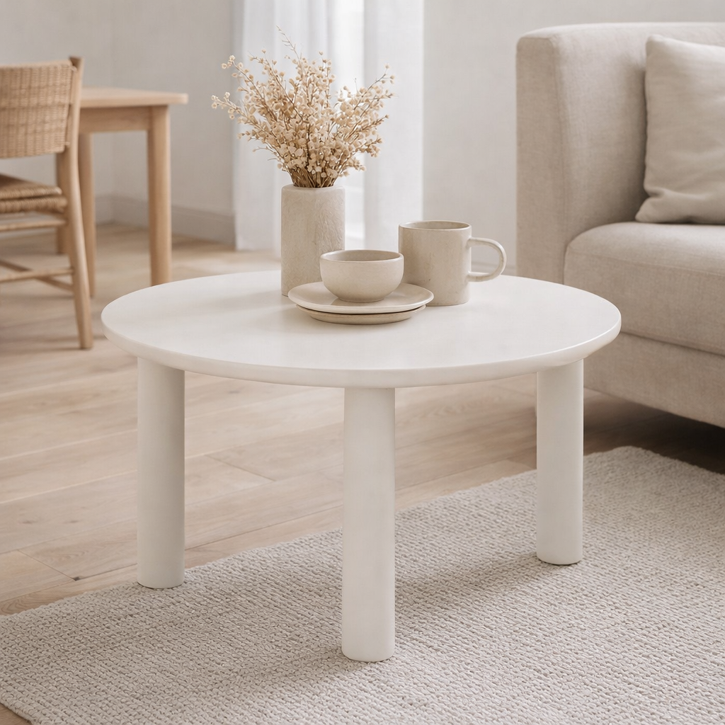 Table d'appoint J-Line Bali - bois - blanc - moyen en situation