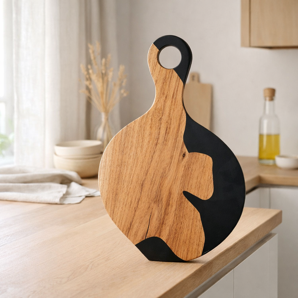 J -line Snijplank Modern - Wood / Epoxy Resin - Natural / Black en situation