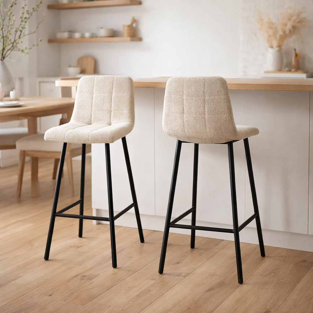 J-Line Chaise de Bar Kent Métal/Polyester Blanc en situation