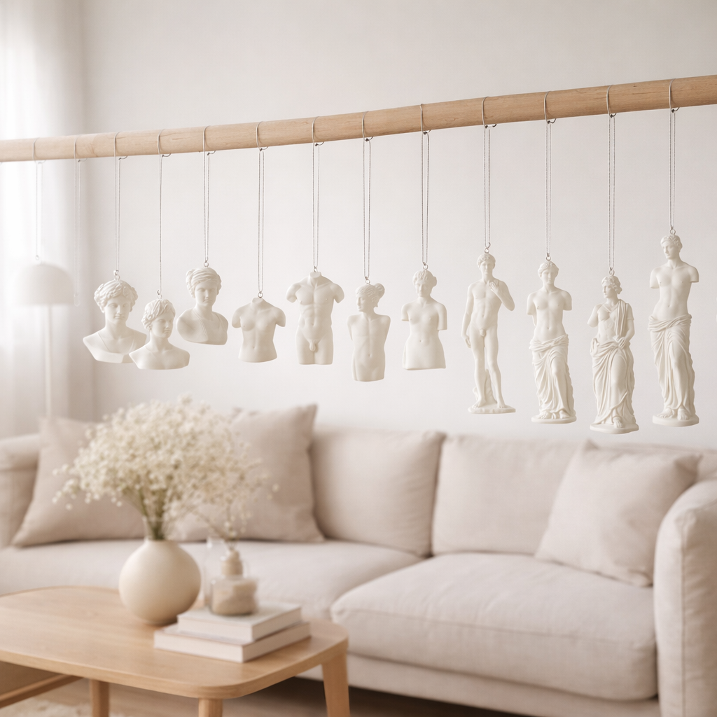 J-Lline Pendant Statues romaines - Polyresin - Blanc - Boîte de 10 en situation