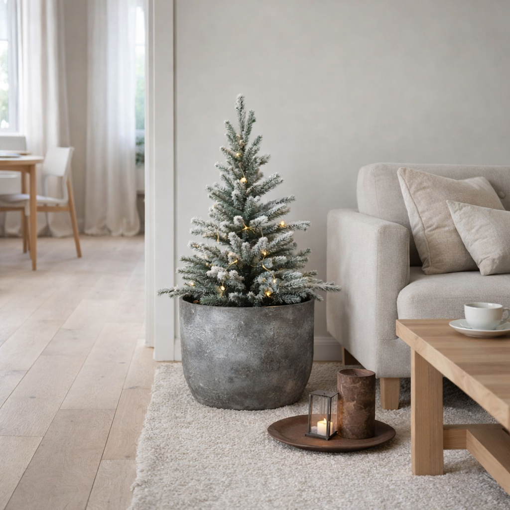 J -line Flowerpot rugueux - Metal - Gray - Ø 40 cm en situation
