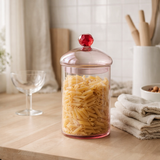 Pot de conservation J-Line Diamond - verre cristal - rose/transparent - grand en situation