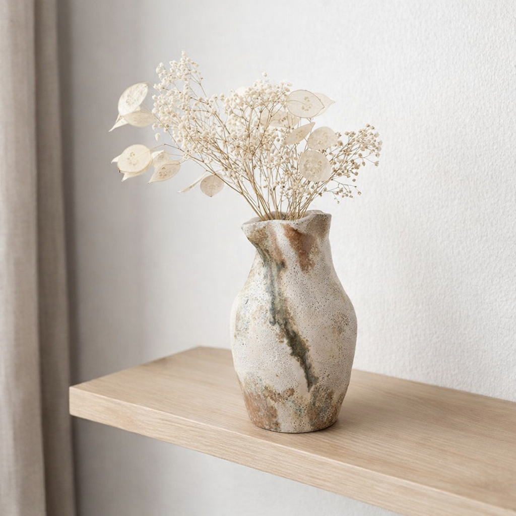 J -line Vase Maan Distorisé - Céramique - Mélange - 26,5 cm de haut en situation