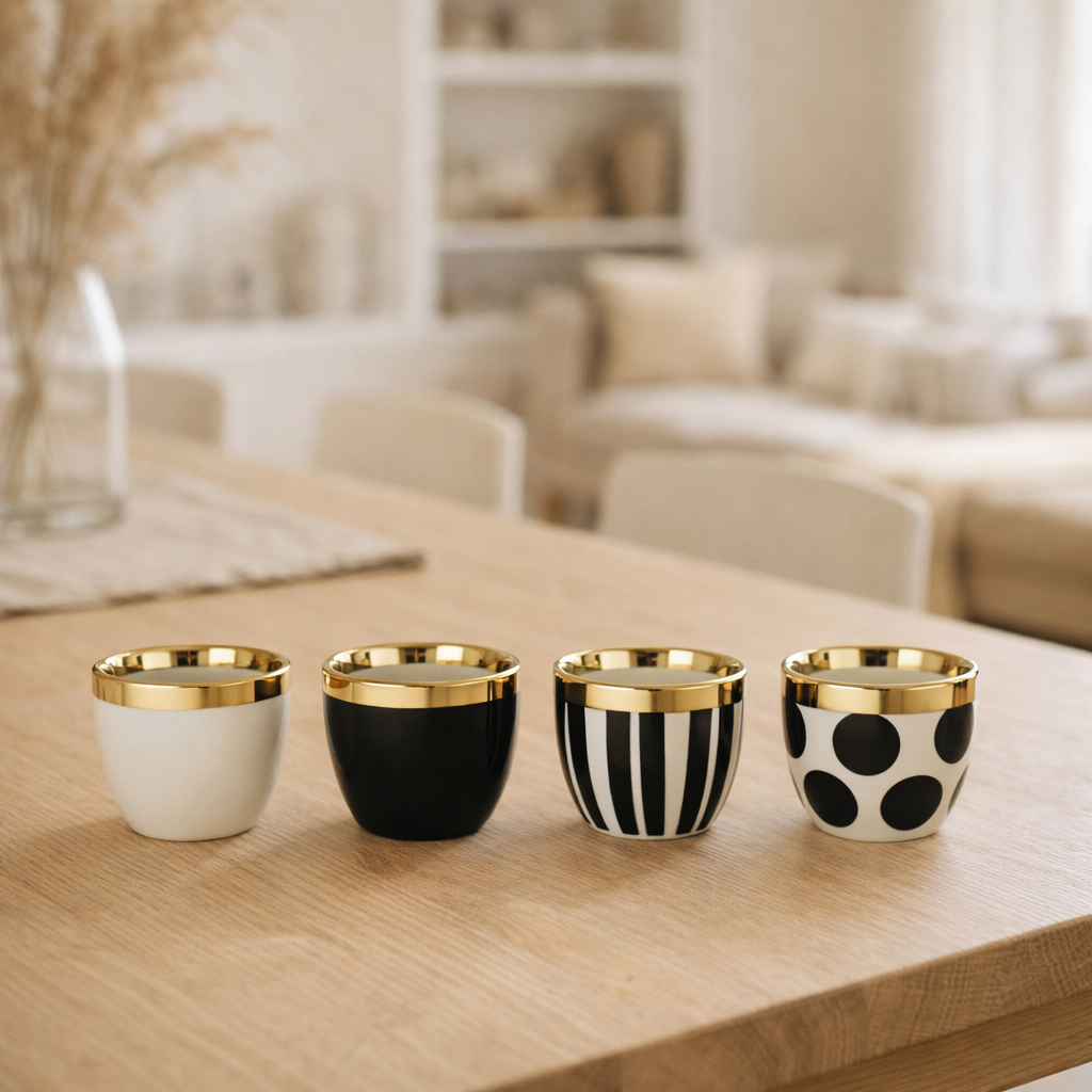 J-Line Boîte de 4 tasses de mélange céramique en situation