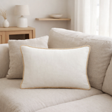 J-Line coussin Bonheur - textile - blanc/or en situation