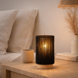 Cylindre de lampe J -line - Métal / coton - noir - petites lumières LED en situation