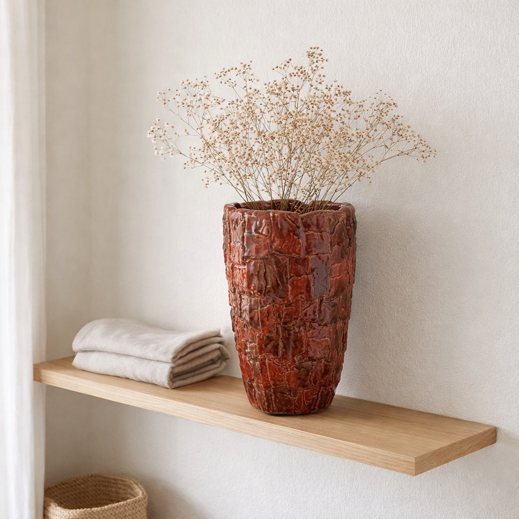 Vase J-Line Akane - céramique - rouge - grand en situation