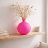 J-Line Vase Boule Verre Néon Rose Grand en situation
