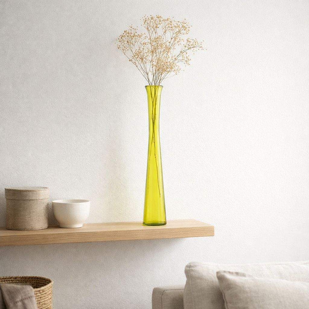 Tube de vase J -line - Verre - Jaune - 51 cm de haut en situation