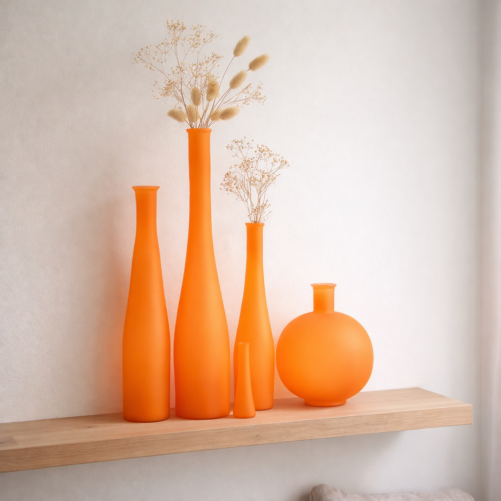 J-Line Vase Bottle - Verre - Orange - Grand - 100 cm de haut en situation
