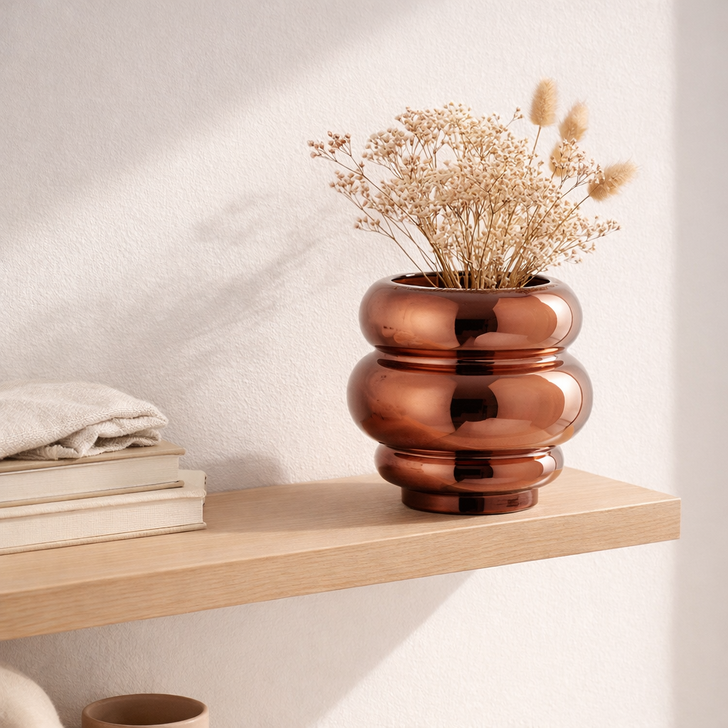 J -Liline Tealight Holder / Vase Cléa - Glass - Brown - Ø 20 cm en situation
