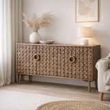 Buffet J-Line 4 portes manguier/MDF marron en situation