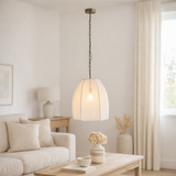 J-Line Plafonnier Poire Lin/Fer Blanc Petit en situation