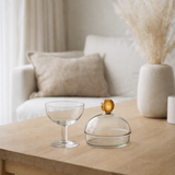 J-Line Bocal de Rangement Diamant Cristal Transparent/Verre Orange Clair Petit en situation