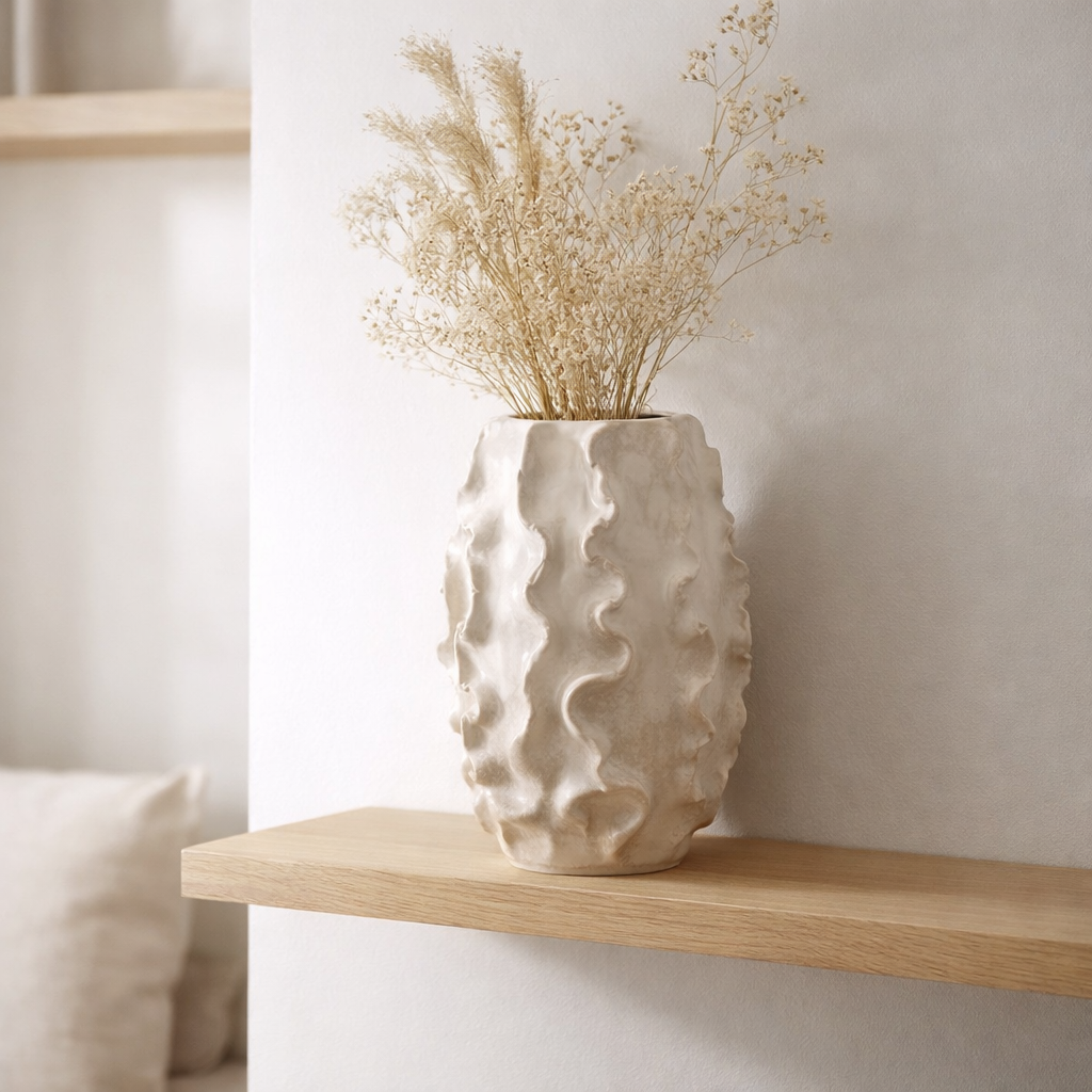 Vase j-line abstract golven - argile - les deux - étroit - 37,5 cm de haut en situation