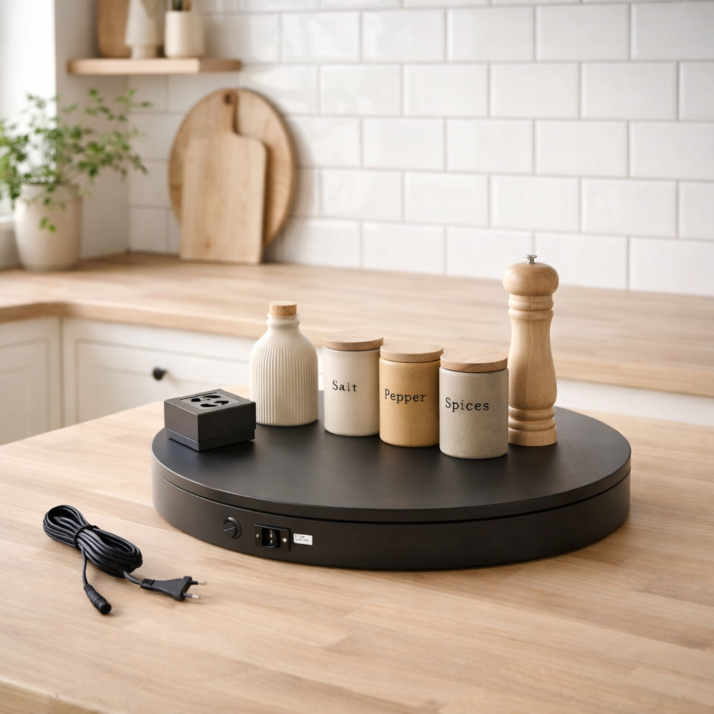 Plateau tournant J-Line Rond + contact glissant 100kg - plastique - noir - moyen en situation
