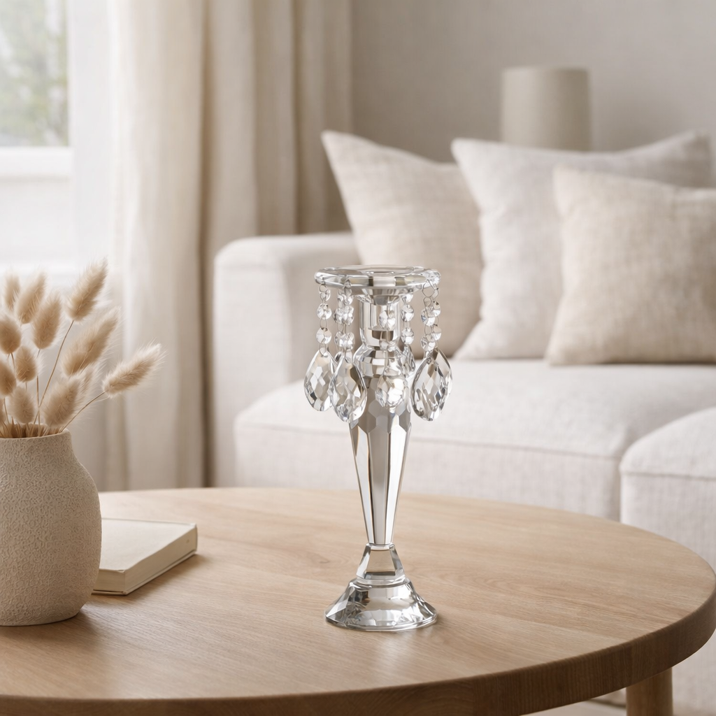 J-Line Bougeoir Louise Cristal Transparent Grand en situation