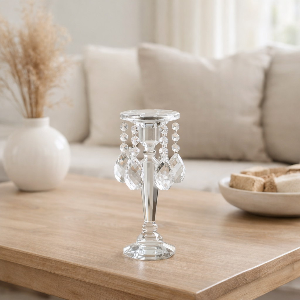 J-Line Bougeoir Louise Cristal Transparent Petit en situation