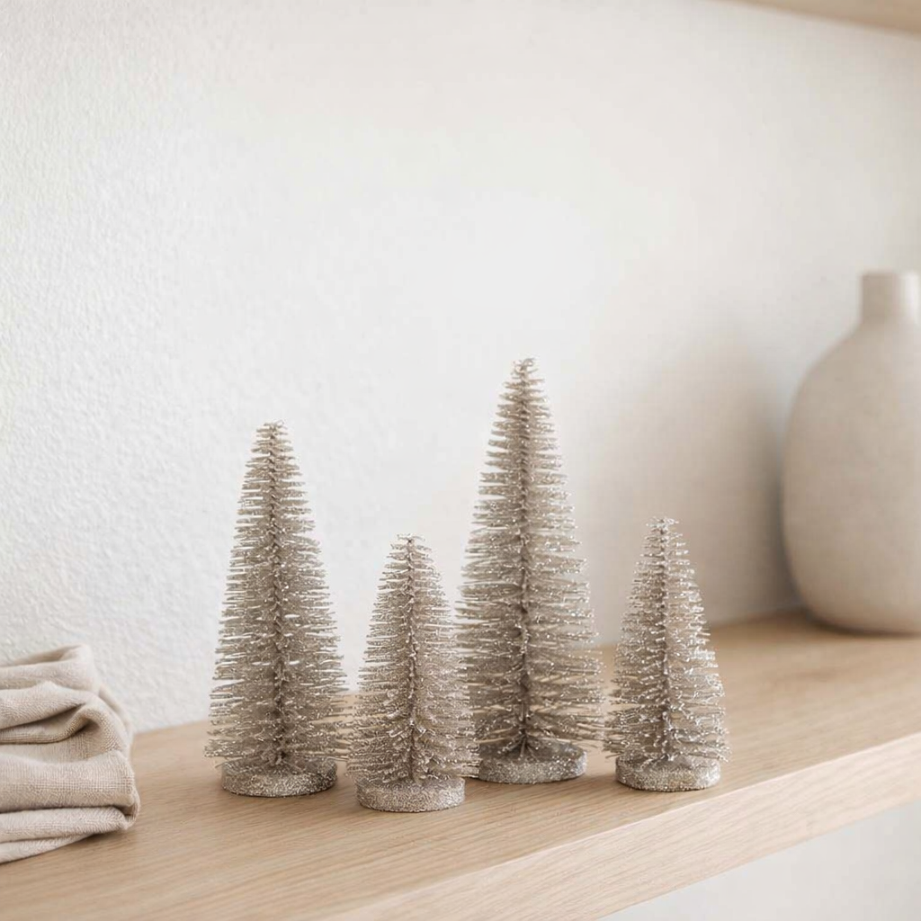 J -Liline Decoration Tree Glitter de Noël - Plastic - Grayige - Boîte de 8 en situation