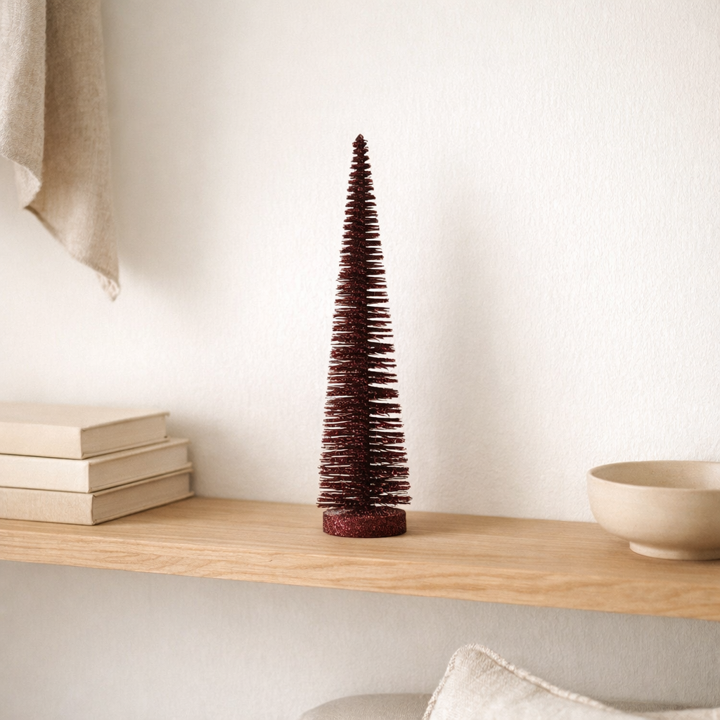 J -Liline Decoration Tree de Noël Glitter - Plastique - Bordeaux Medium en situation