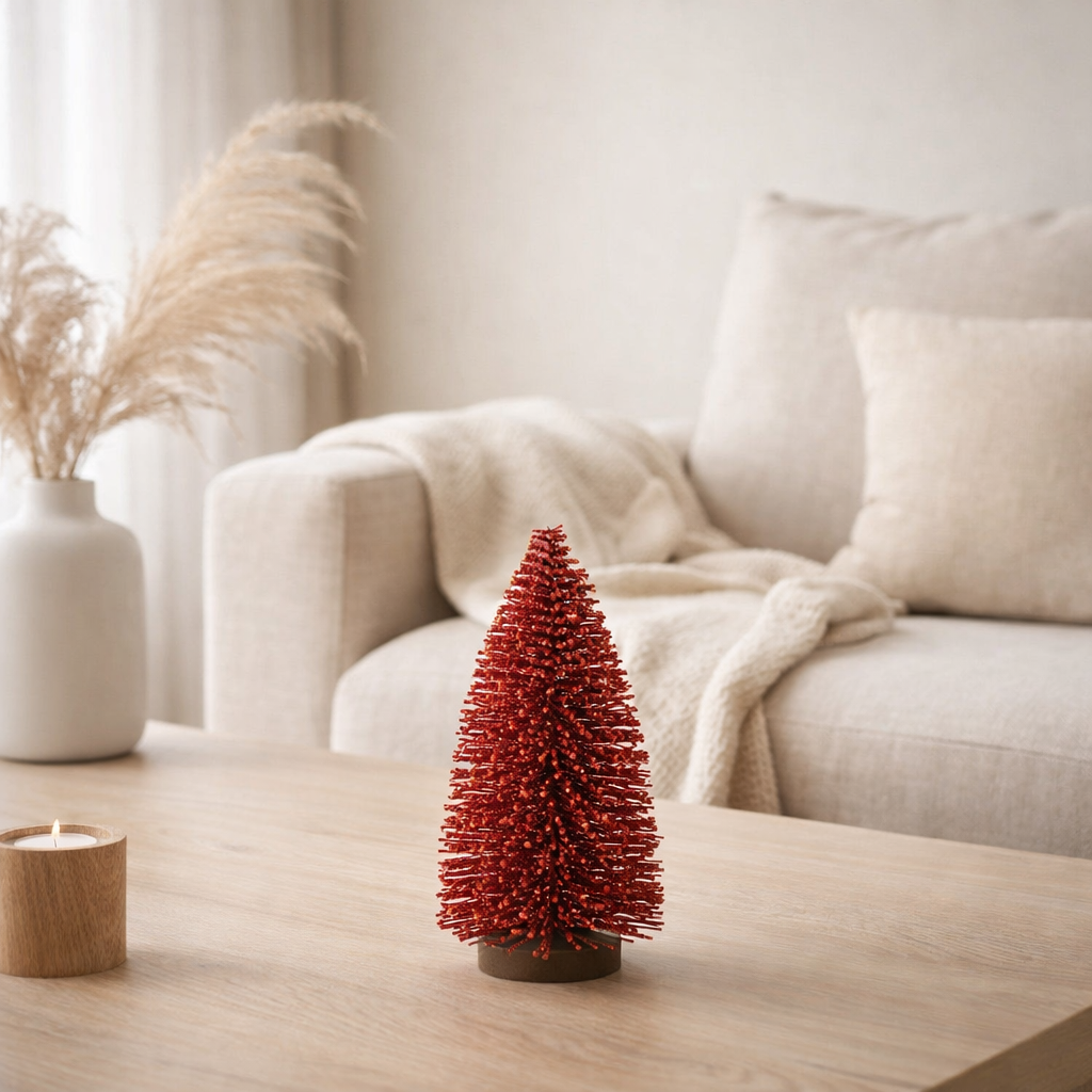 J-Line décoration sapin de Noël Baies - plastique - rouge - moyen en situation