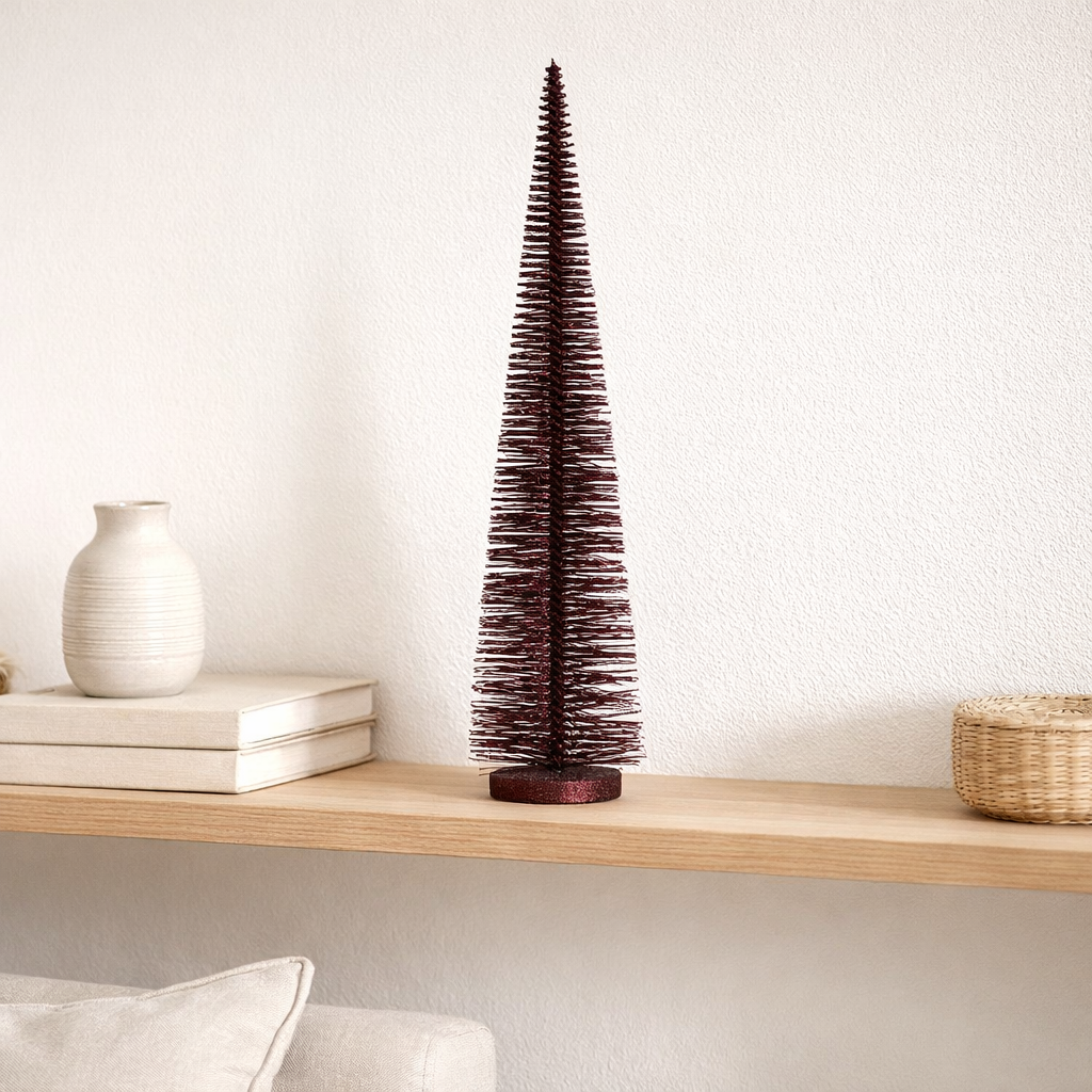 J -Liline Decoration Trele de Noël Glitter - Plastic - Bordeaux - Grand en situation