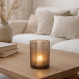 Lanterne J-Line Stripes - verre - marron/blanc - moyen en situation