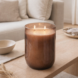 Bougie parfumée J-Line Li-ly Land - cire - marron - grande - 80U en situation