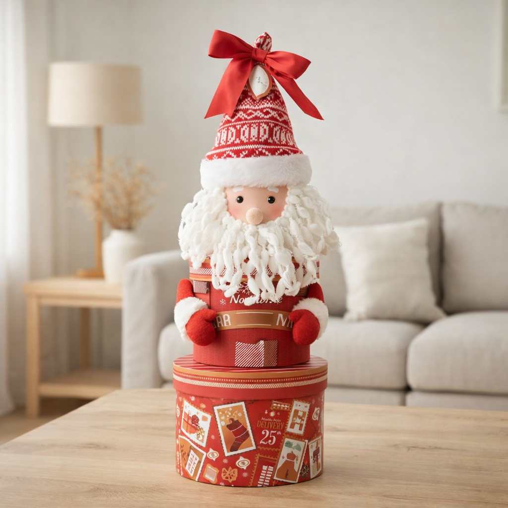 J-Line Bocal de Rangement Coffret Cadeau Papier Rouge en situation