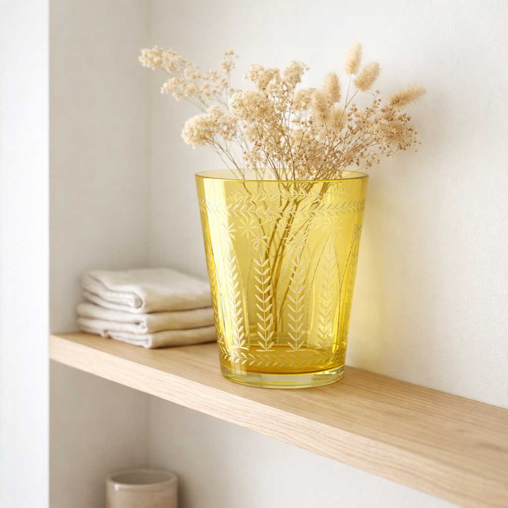 J -line Vase Tarifa - Verre - Jaune - Ø 19 cm en situation