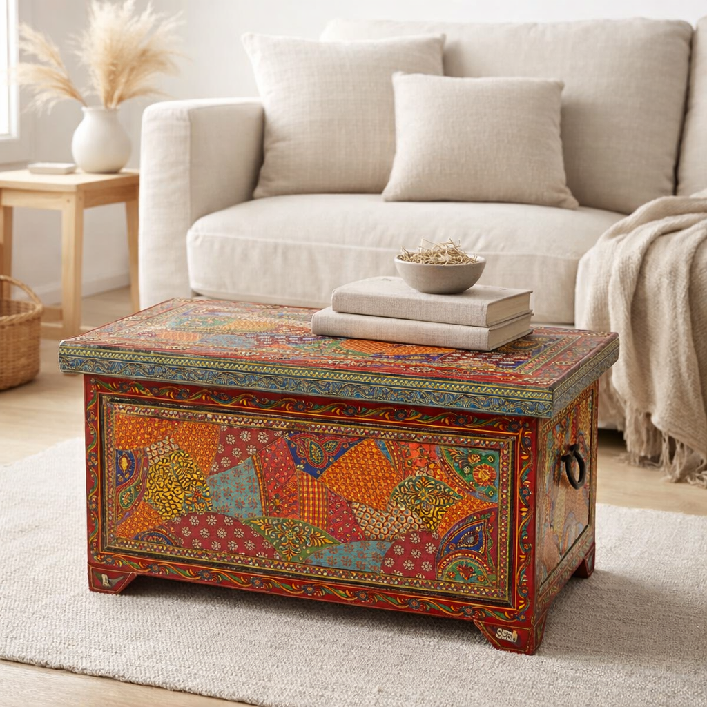 J-Line Koffer Delhi Mango Hout Mix en situation