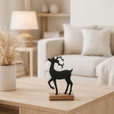 J-line Figure Rendeer à pied - Aluminium / bois - noir - petit en situation