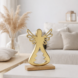 J-Line Ange Sur Pied Aluminium/Bois Or Large en situation
