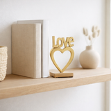 J -line Decoration Love Heart à pied - Aluminium / bois - Gold - Small en situation