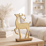 J-line Figure Rendeer à pied - Aluminium / bois - Gold - Large en situation