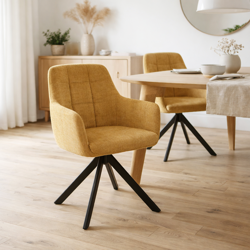 J-Line Chaise Louna Fer/Acrylique Ocre en situation