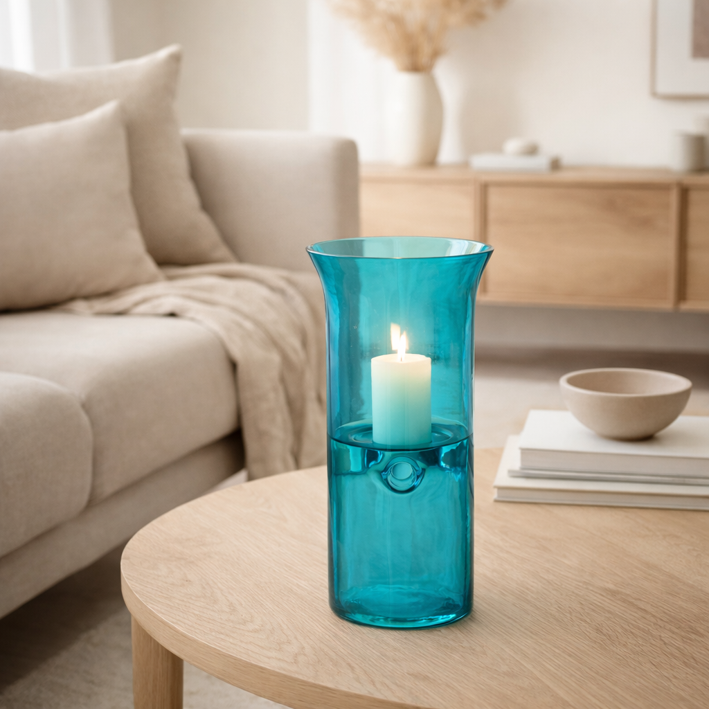 J-line windlicht tarifa smal Glass Azuur Medium en situation