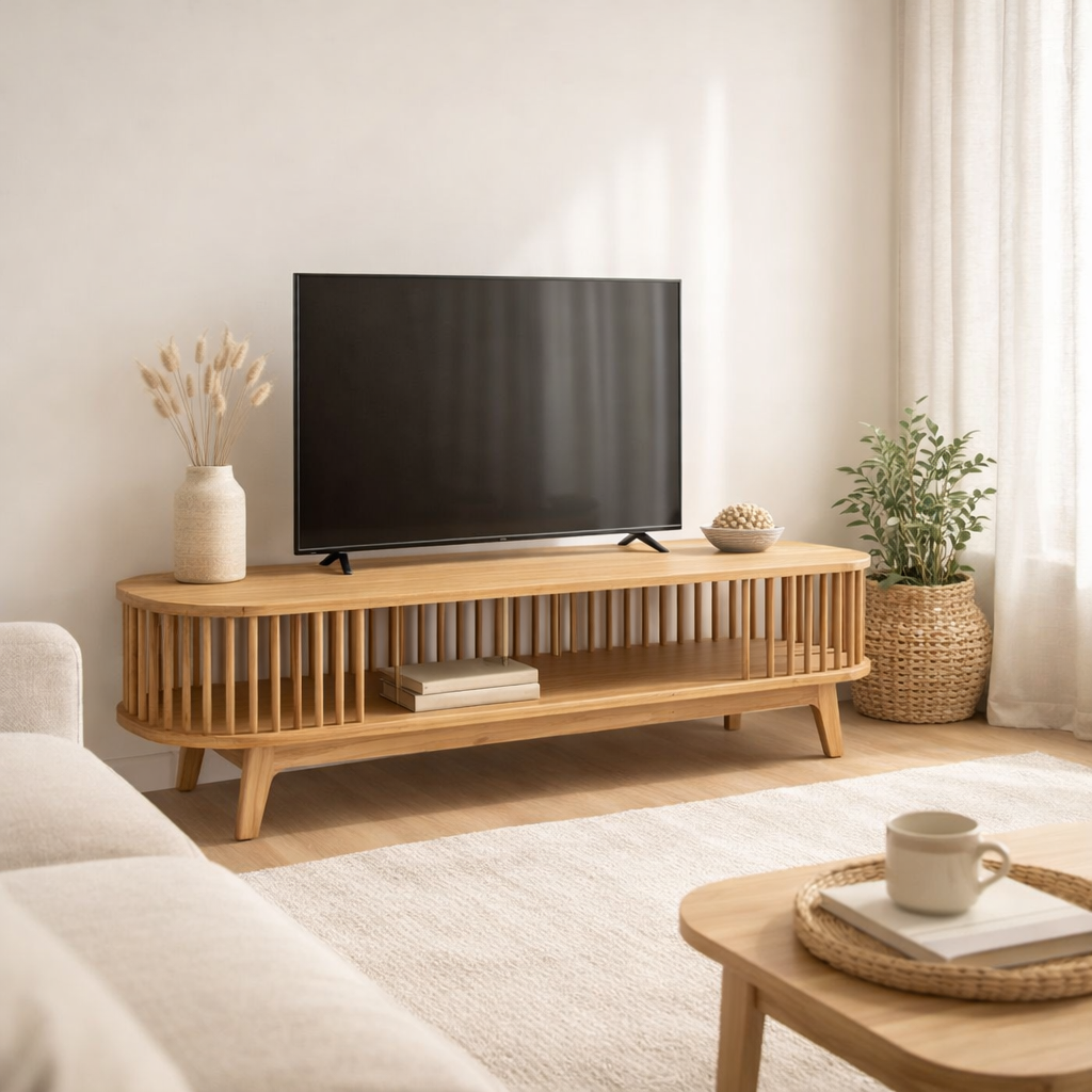 J -line TV Cabinet Live - Bamboo - Naturel en situation