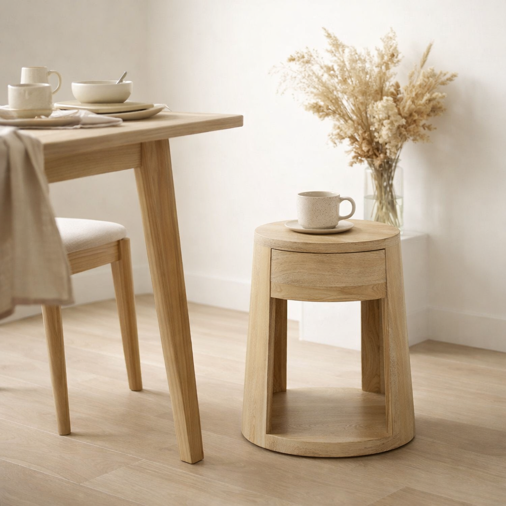 Table d'appoint J-Line Drawn Mango Wood / MDF Naturel en situation