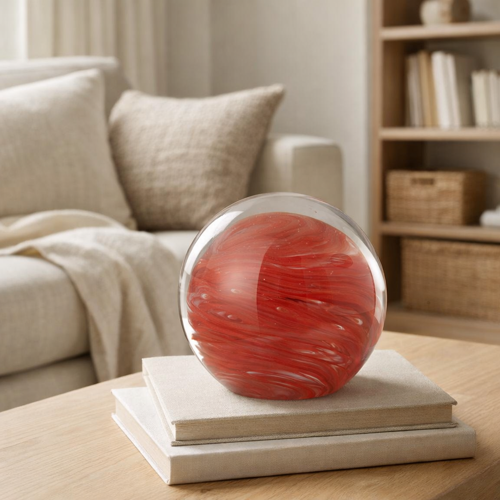 J -line Presse Paper Twister Round - Glass - Red - Large en situation