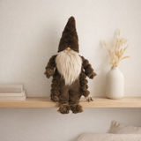 Figurine J-Line Gnome Forest - textile - marron - petit en situation