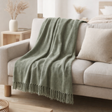 Couverture J-Line Chenille - polyester - vert en situation