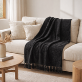 Couverture J-Line Chenille - polyester - noir en situation