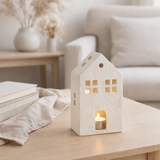 H-Line Tealight Holder Huis Agra Aluminium blanc en situation