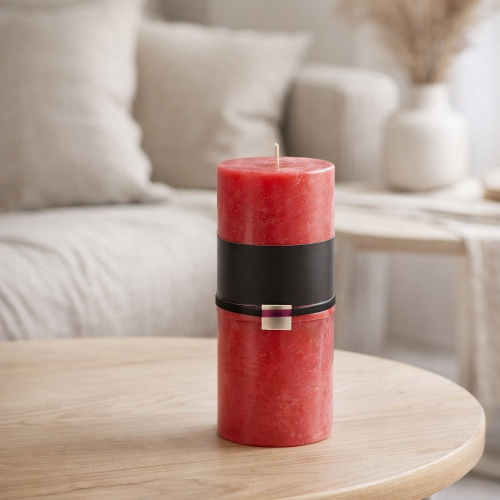 Bougie cylindrique J-Line - rouge - grande - 52U en situation