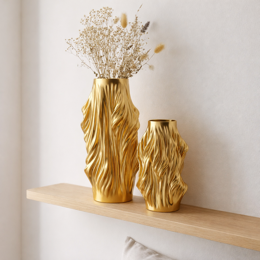 Vase J-Line - porcelaine - or - grand en situation