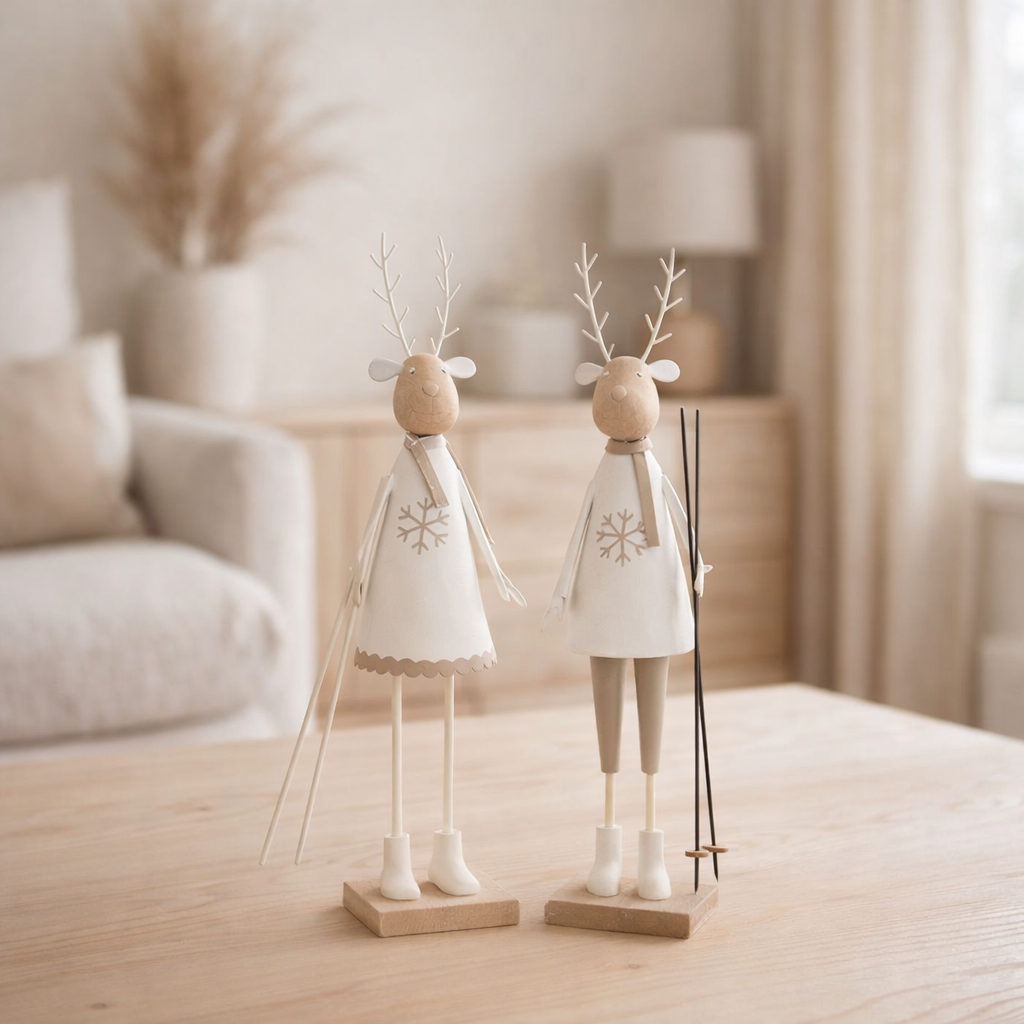 J -Line Figure Rendeer - Metal / Wood - blanc / beige - S - 2 pièces en situation