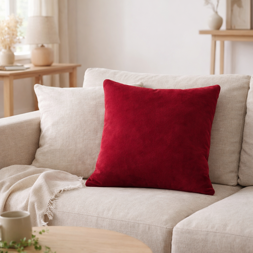 J-Line Coussin Icicle Acrylique/Polyester Rouge/Blanc en situation