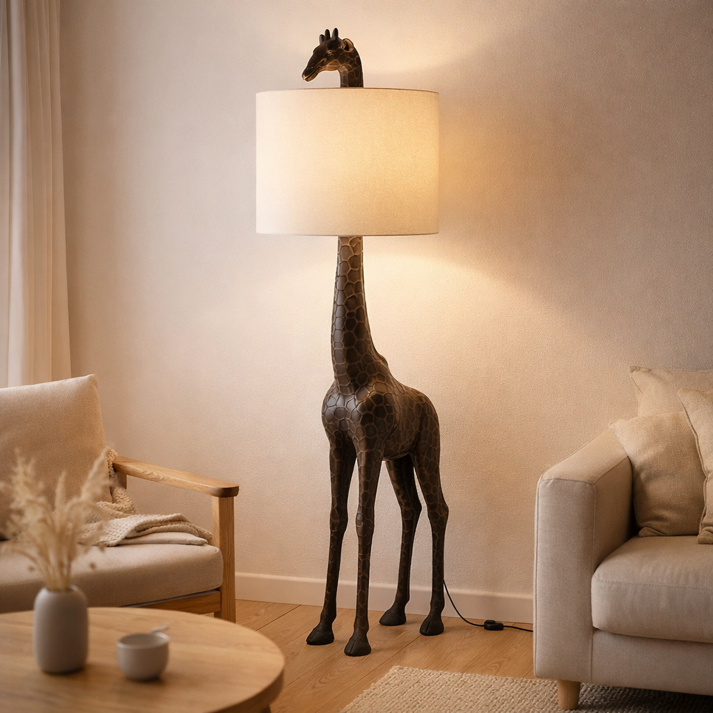 Lampe J-Line Girafe - polyrésine - marron foncé en situation