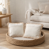 J-Line coussin Chien/Chat Fourrure - polyester - blanc/beige - 2 pièces en situation